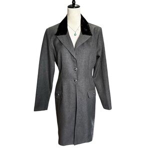 Vintage Ultra Dress New York Gray Blazer Velvet Collar 10 | Academia Office Chic